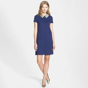 Kate Spade Blue Knit Pearl Collar Shift Dress size XL